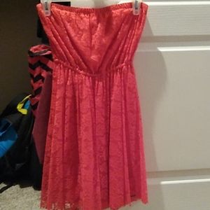 Bright Red Lace Mini Dress